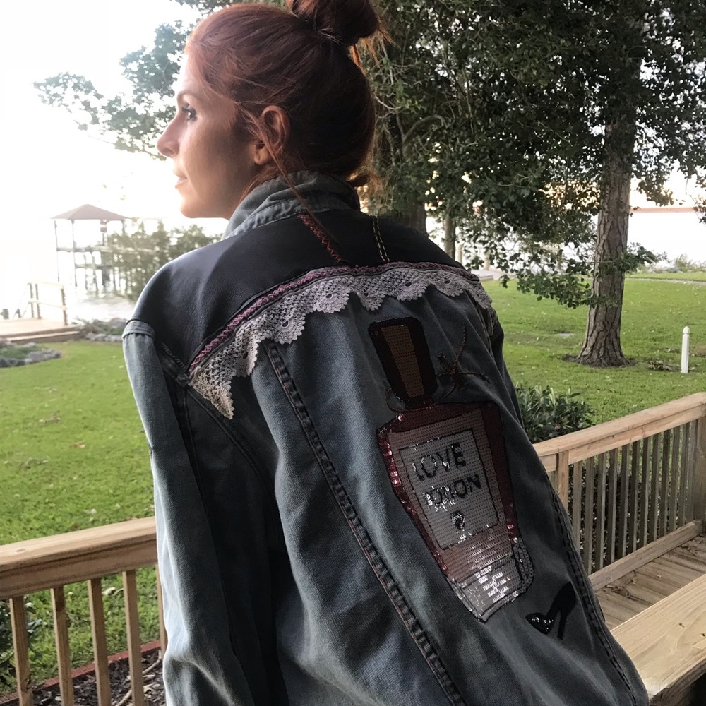 Hand Embroidered Jean Jacket - Picture 2 of 8